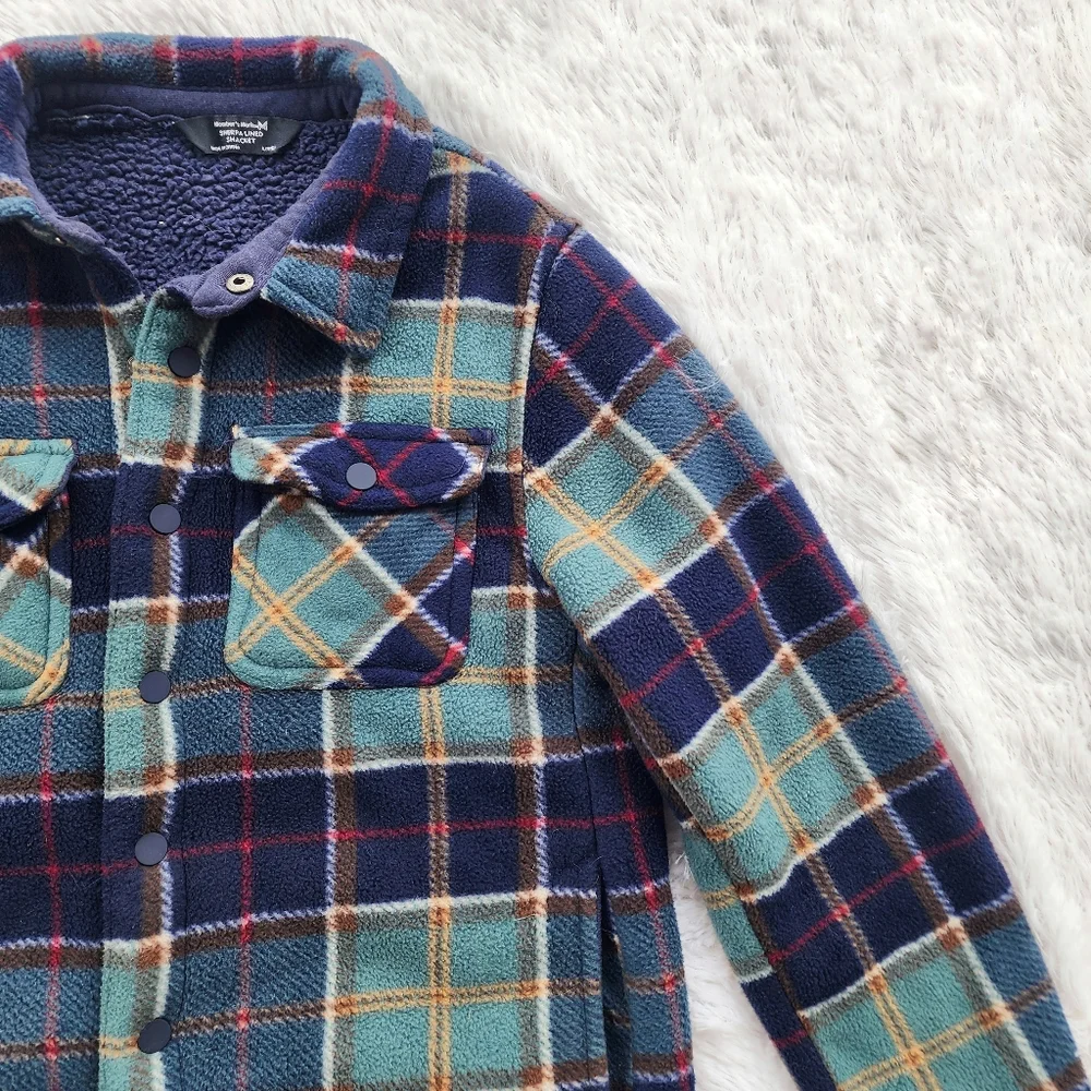 Members Mark Boys Plaid‎ Sherpa Lined Shacket